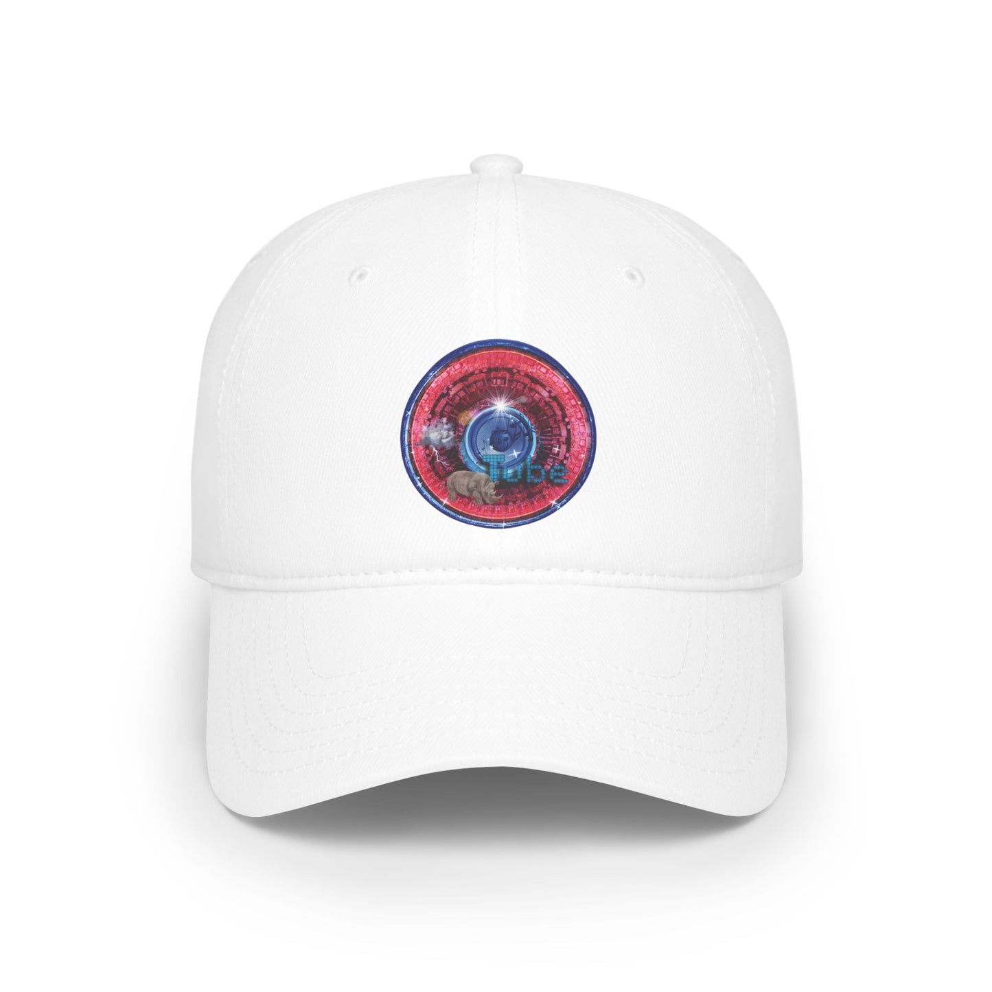 Lumpy Donut Baseball Cap - "Rhinos Do Run From Thunderous Donut Caps" - variant 1 - vivid red tube donut w/
