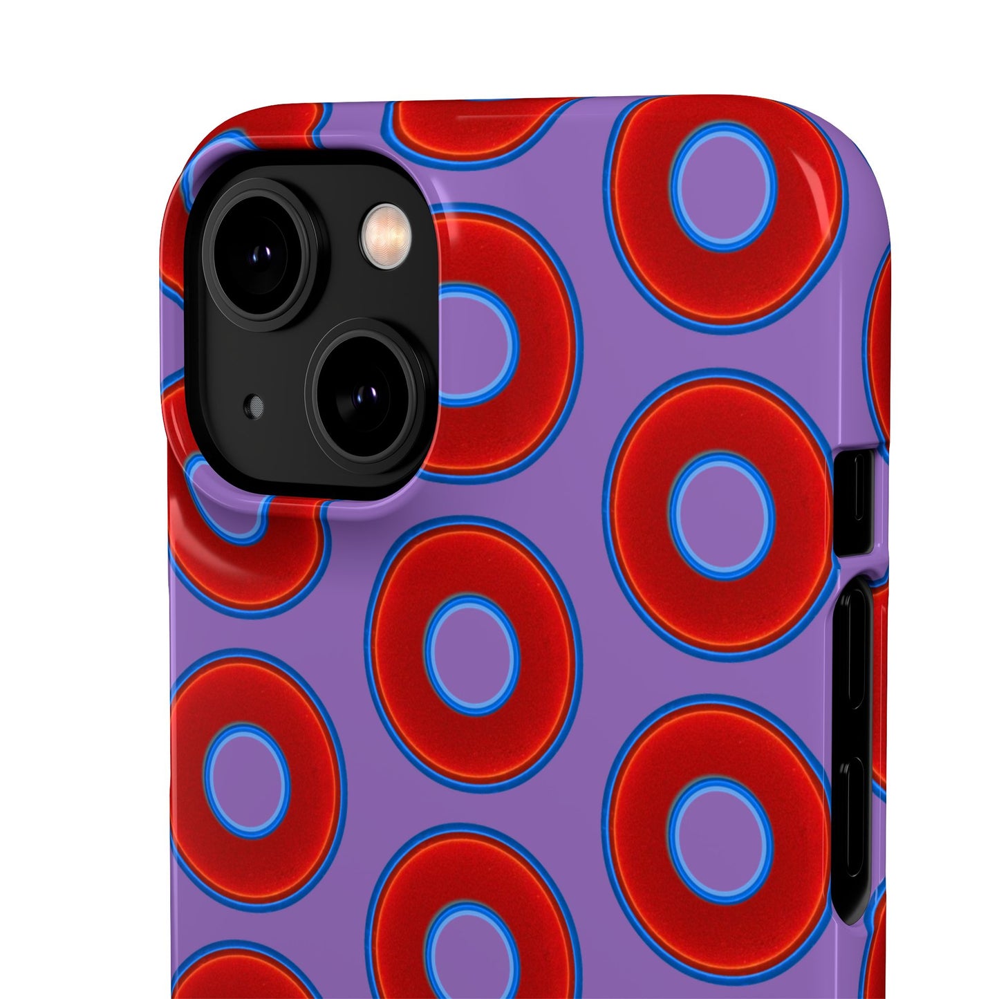 Lumpy Donut Snap Case - red vivid donut print w/light purple background