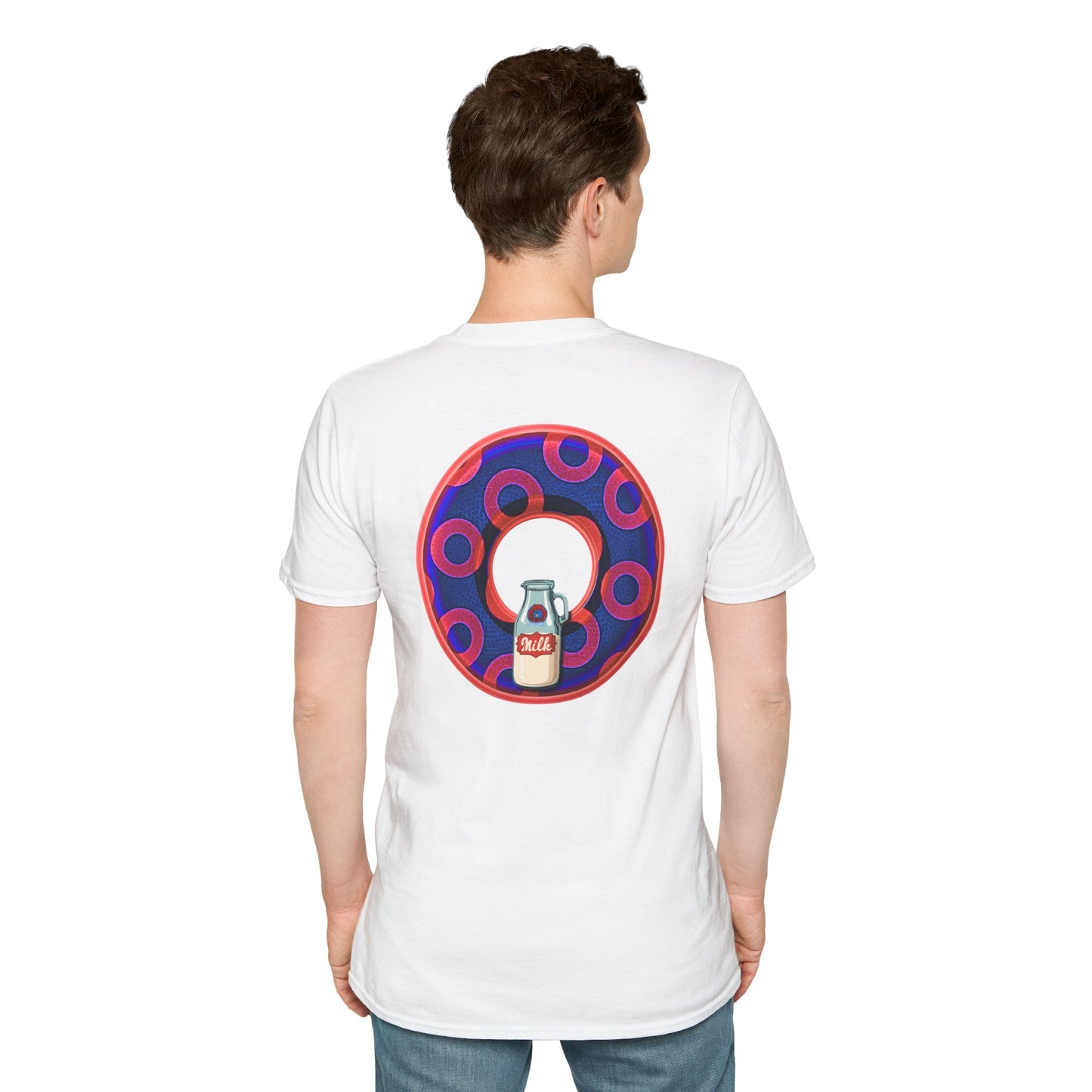 Classic Donut Tee - Unisex Soft-Style - "Wooked Cream - YEMSG Donut " - dark electric blue/red rustic paradox donut - variant 2