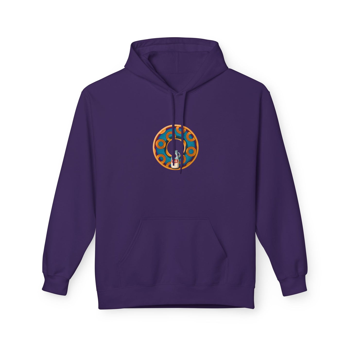 Fleece Harry Hoodies [Midweight Soft-style] - "Wooked Cream Dairy - YEMSG Donut" - blue/orange rustic paradox donut - variant 4