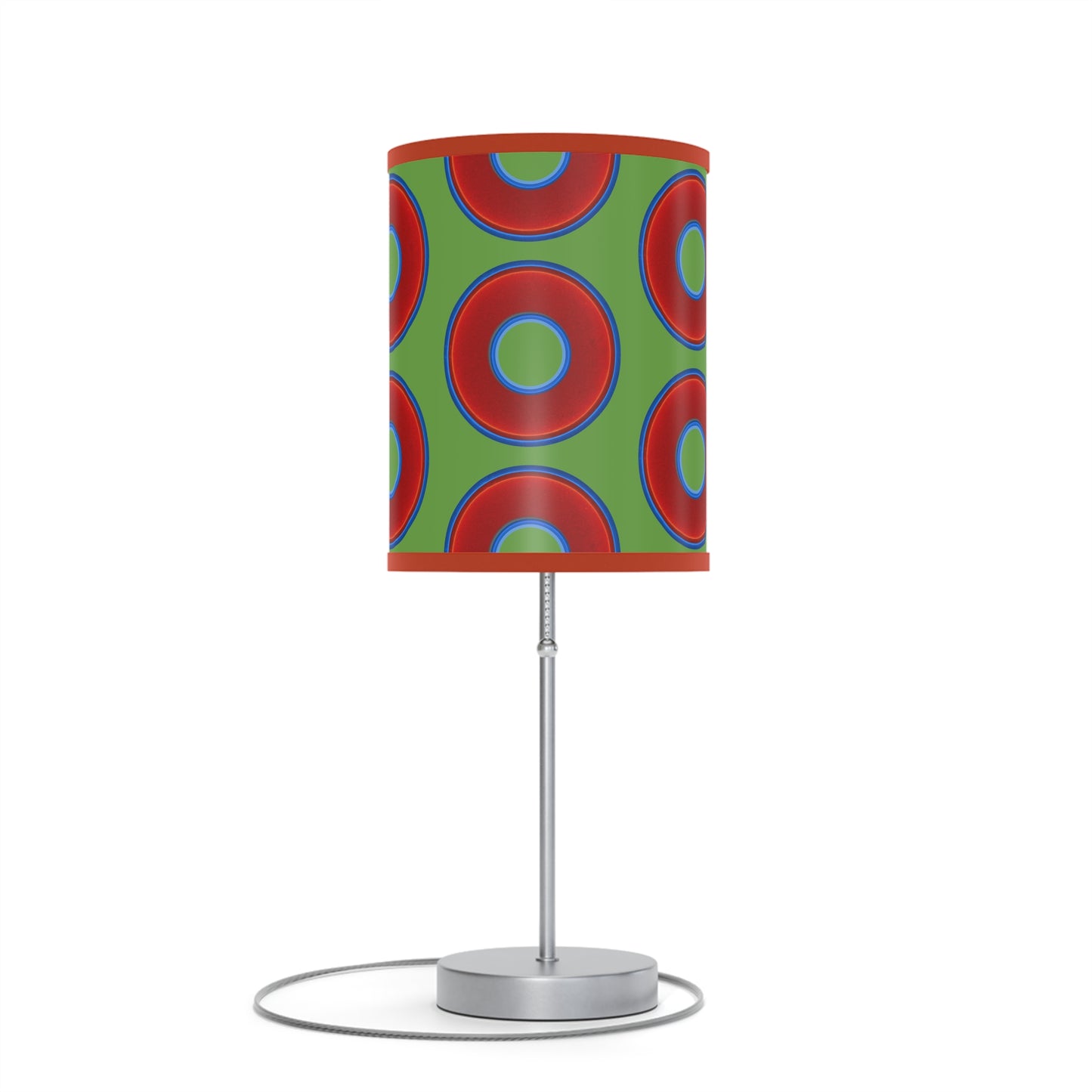 Lumpy Accent Lamps - red vivid donuts w/light green background