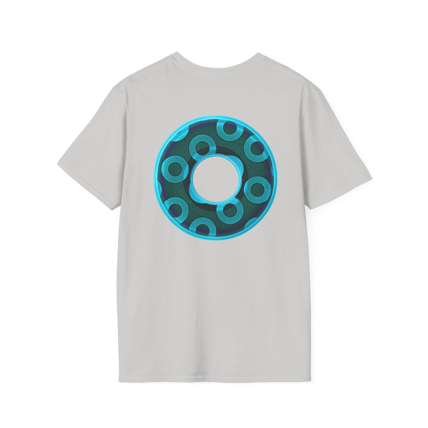 Plain Donuts/Unisex Soft-Style - "Plain Rustic Paradoxical Donuts" - light aquamarine/dark teal donuts