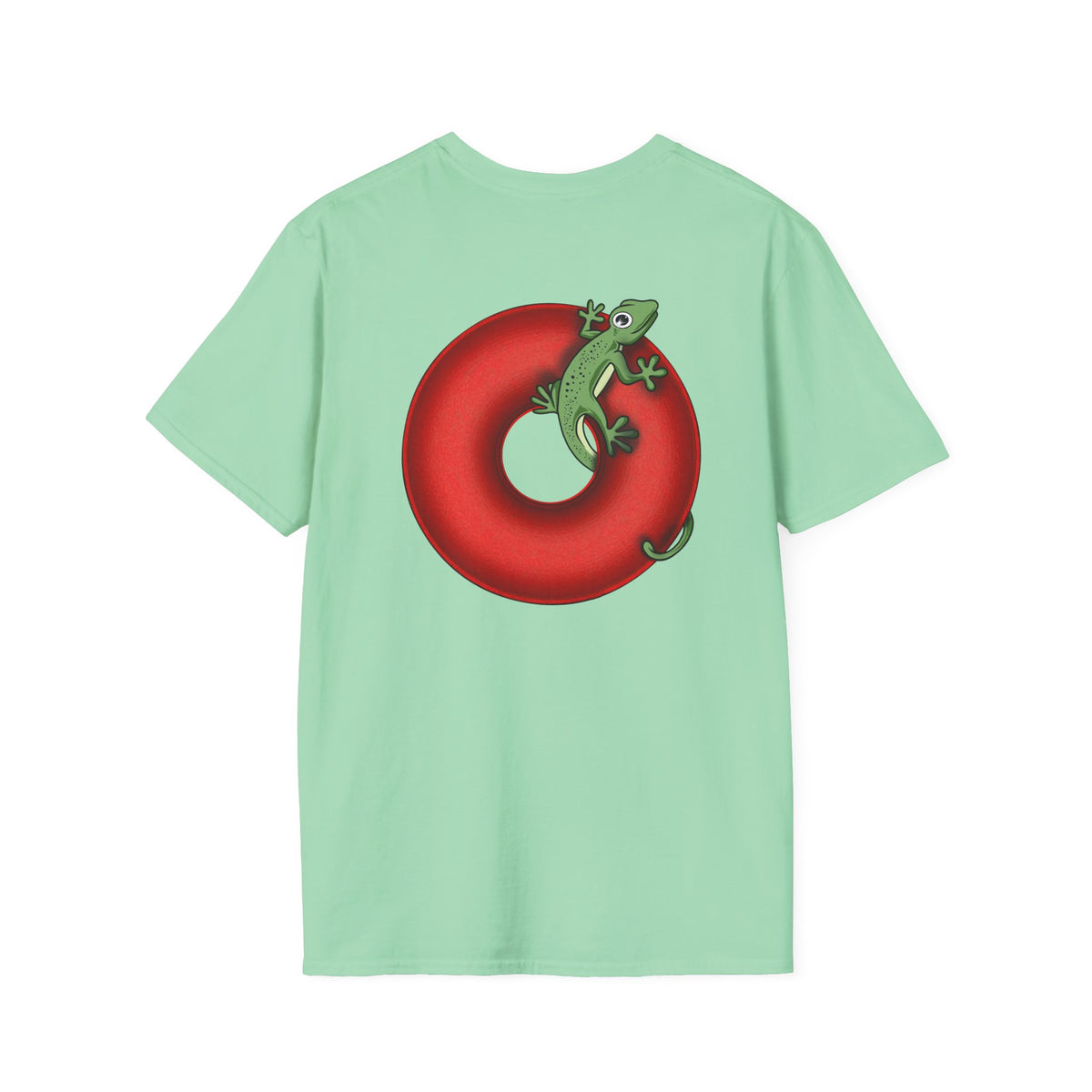 Classic Donut Tee - Unisex Soft-Style - "Practically Extinct Tee Shirt" - plump vivid red donut - variant 1