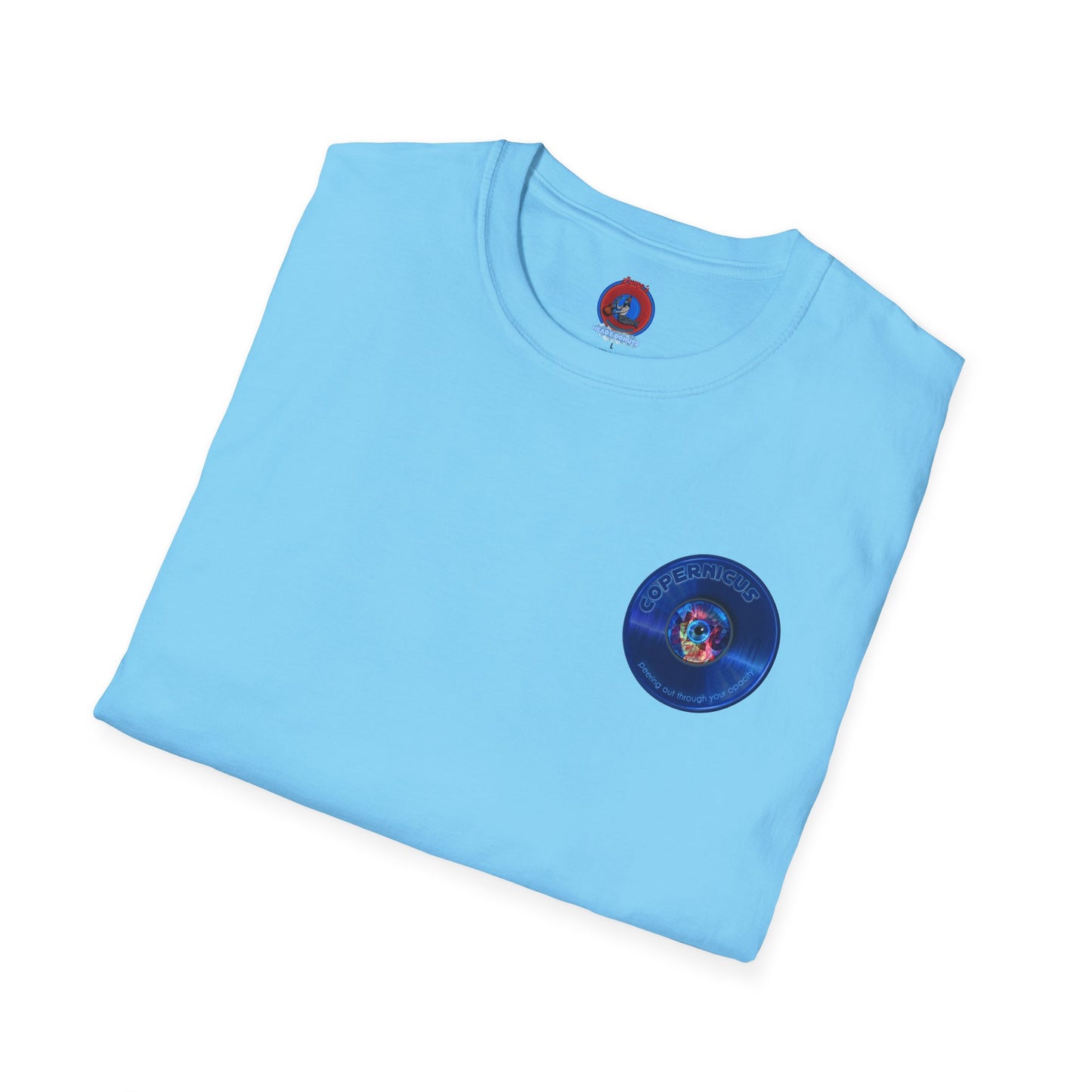 Classic Donut Tee - Unisex Soft-Style - "Drunken Copernicus" - series 1.0 - blue donut - variant 2