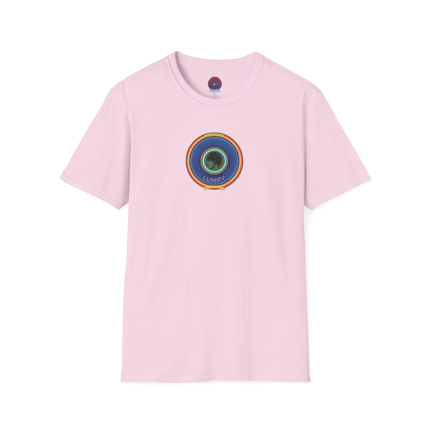 Classic Donut Tee - Unisex Soft-Style - "Lumpy Collective Donut" - blue/orange lumpy donut - variant 4