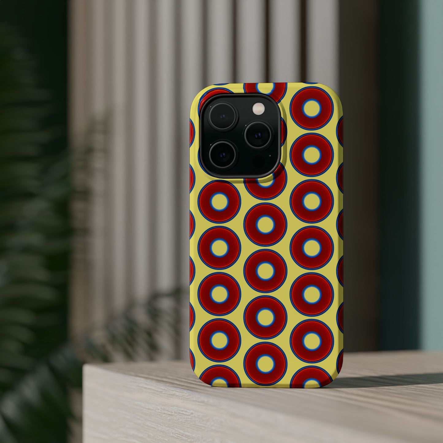 Magnetic Tough Donut Case - red vivid donut print w/yellow background