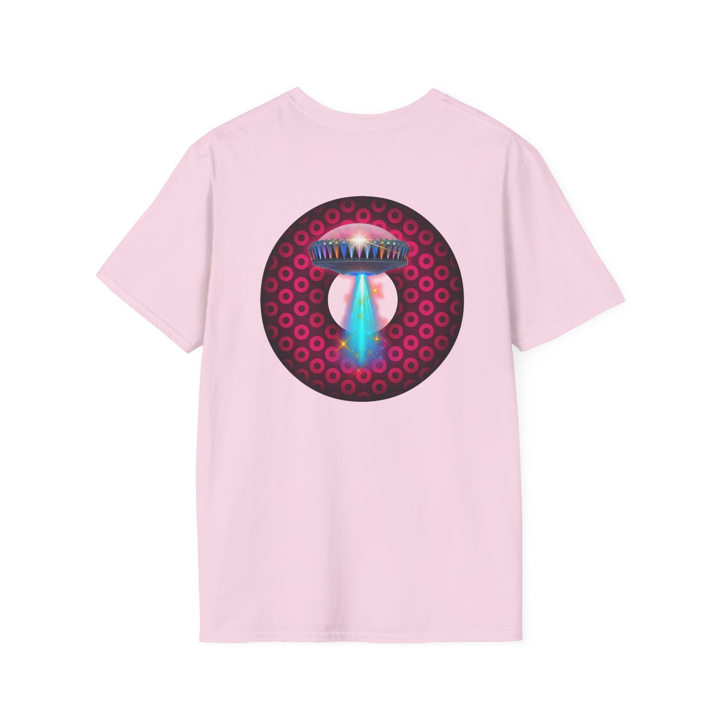 Classic Donut Tee - Unisex Soft-Style - "Donuts now Served on the Mothership" - series 1.0  - variant 2  - red/red paradoxical donut
