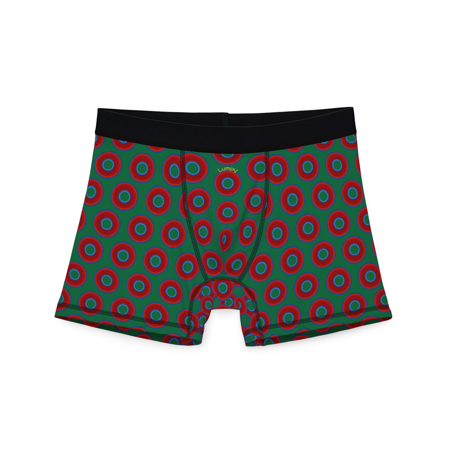 Men's Donut Boxers - red vivid donuts w/green background