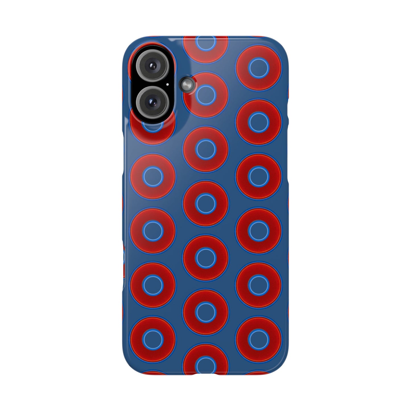 Lumpy Donut Snap Case - red vivid donut print w/light navy blue background