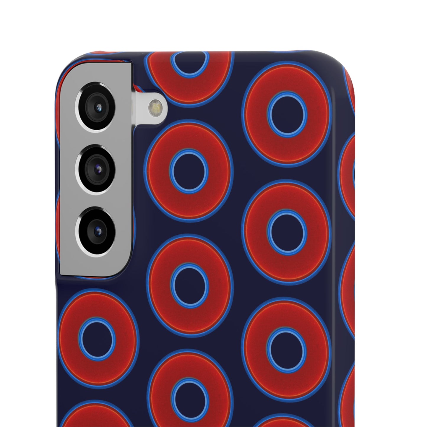 Lumpy Donut Snap Case - red vivid donut print w/midnight blue background