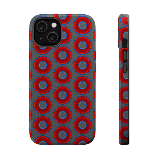 Magnetic Tough Donut Case - red vivid donut print w/dark gray background
