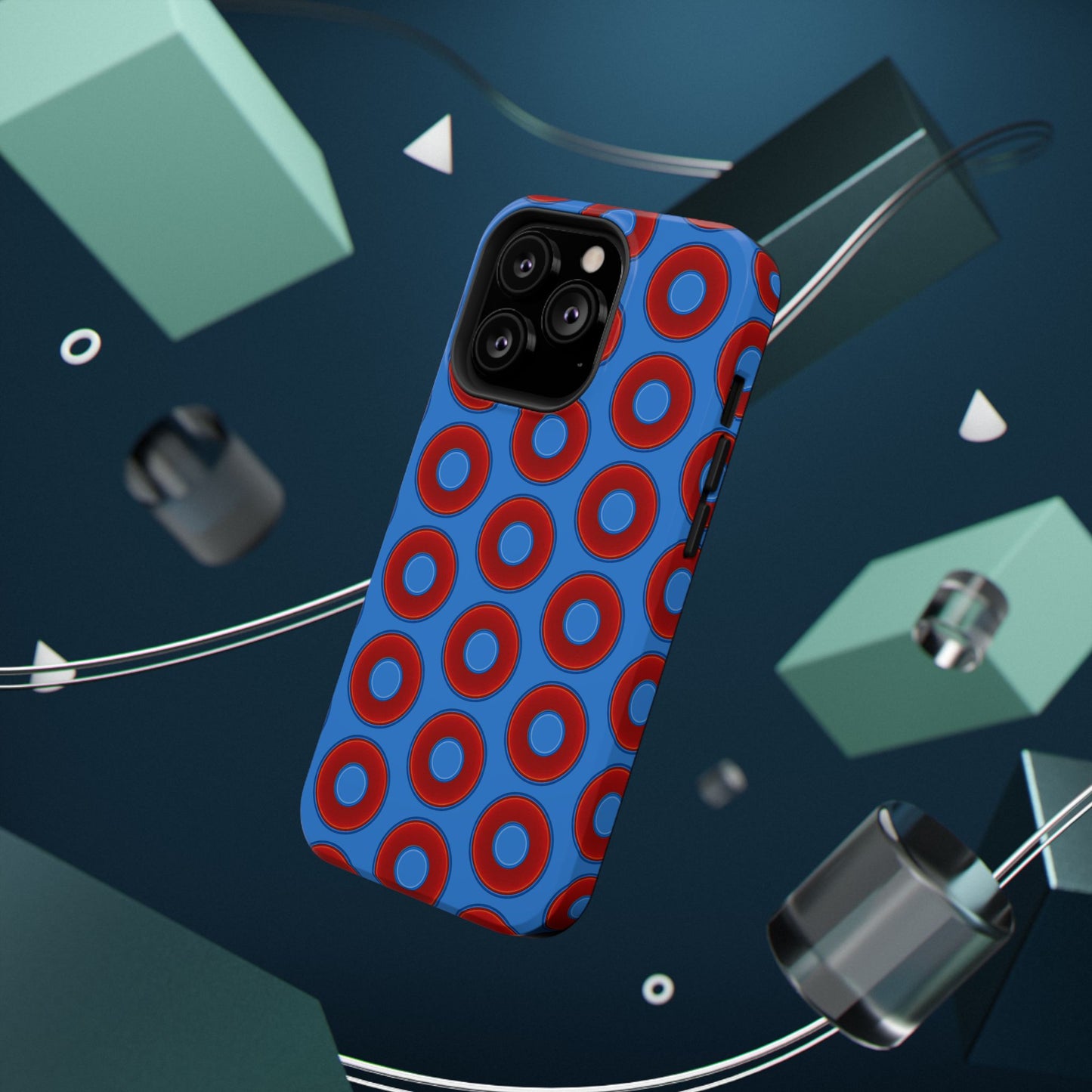 Impact-Resistant Lumpy Donut Case - red vivid donut print w/light royal blue background