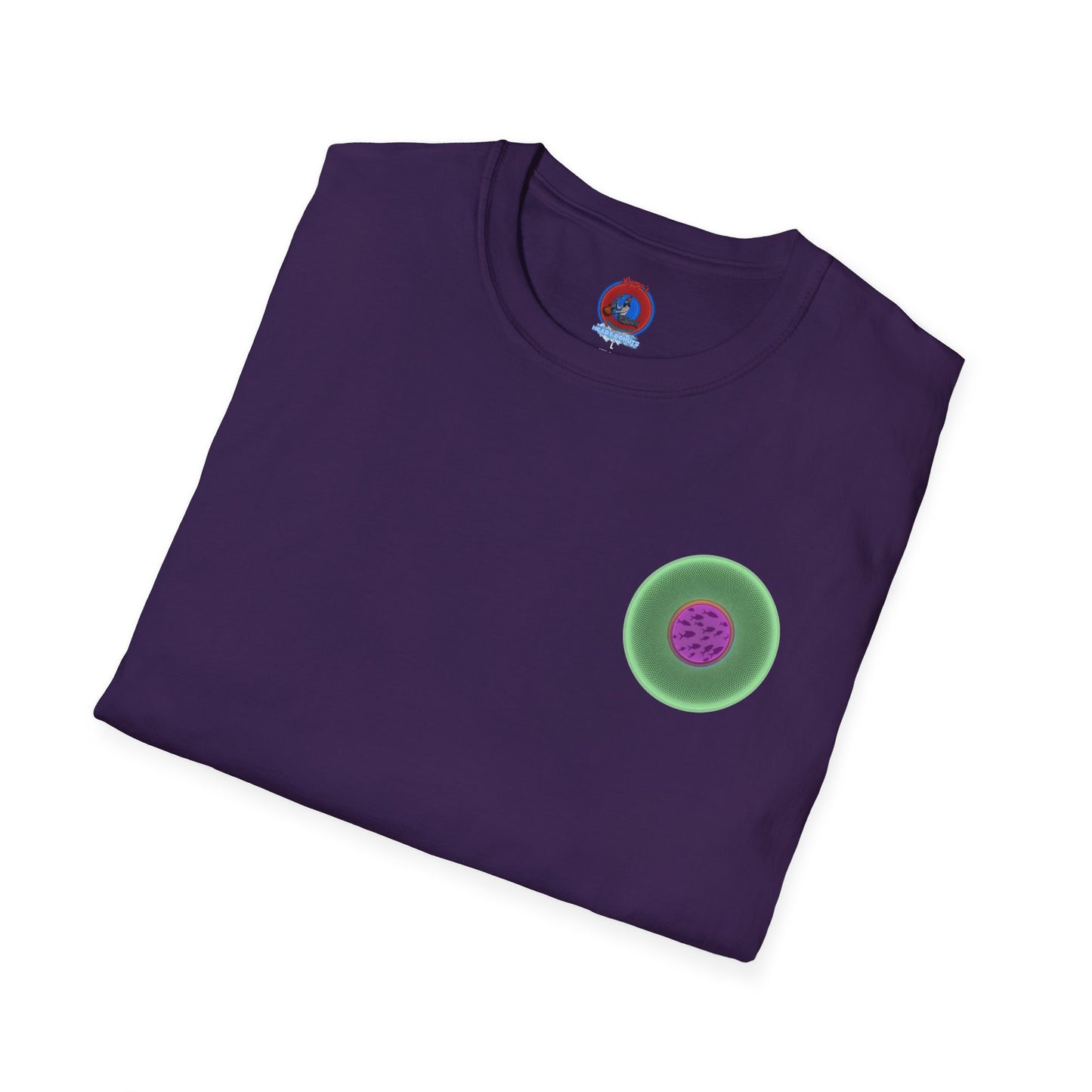 Classic Donut Tee - Unisex Soft-Style - "Swimming By" - variant 1 - series 1.0 - florescent green donut