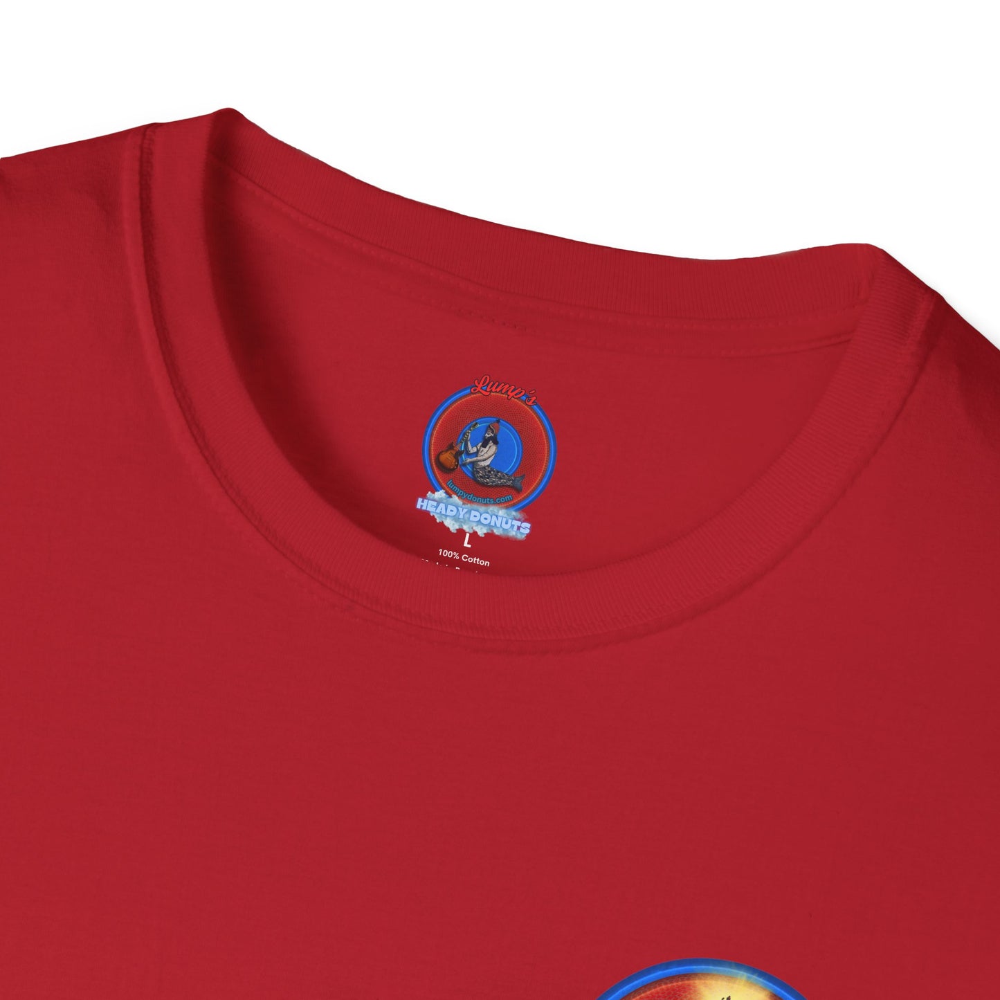 Classic Donut Tee - Unisex Soft-Style - "It's Always Phishmas in Philly" - rustic red/blue donut