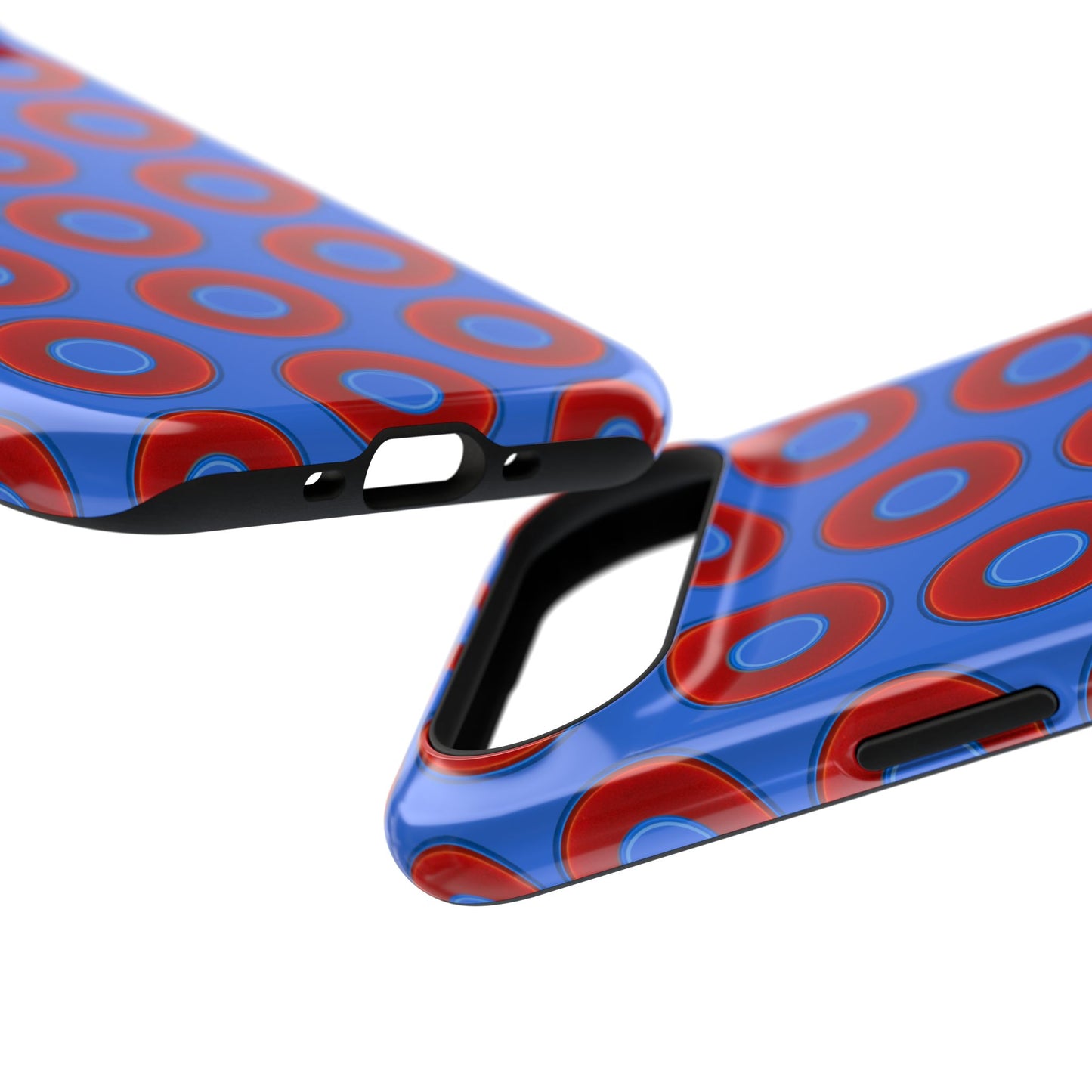 Impact-Resistant Lumpy Donut Case - red vivid donut print w/medium royal blue background