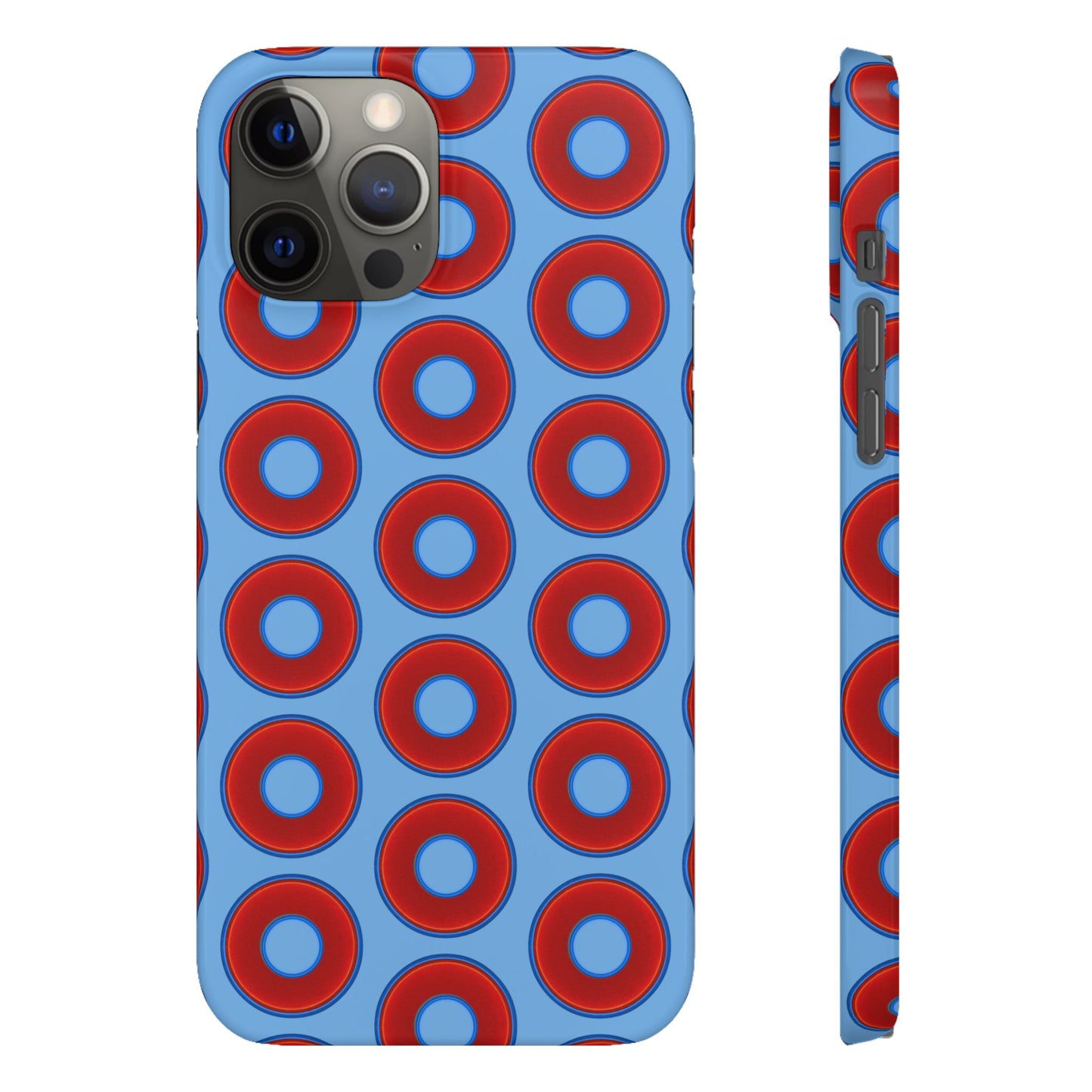 Lumpy Donut Snap Case - red vivid donut print w/light blue background