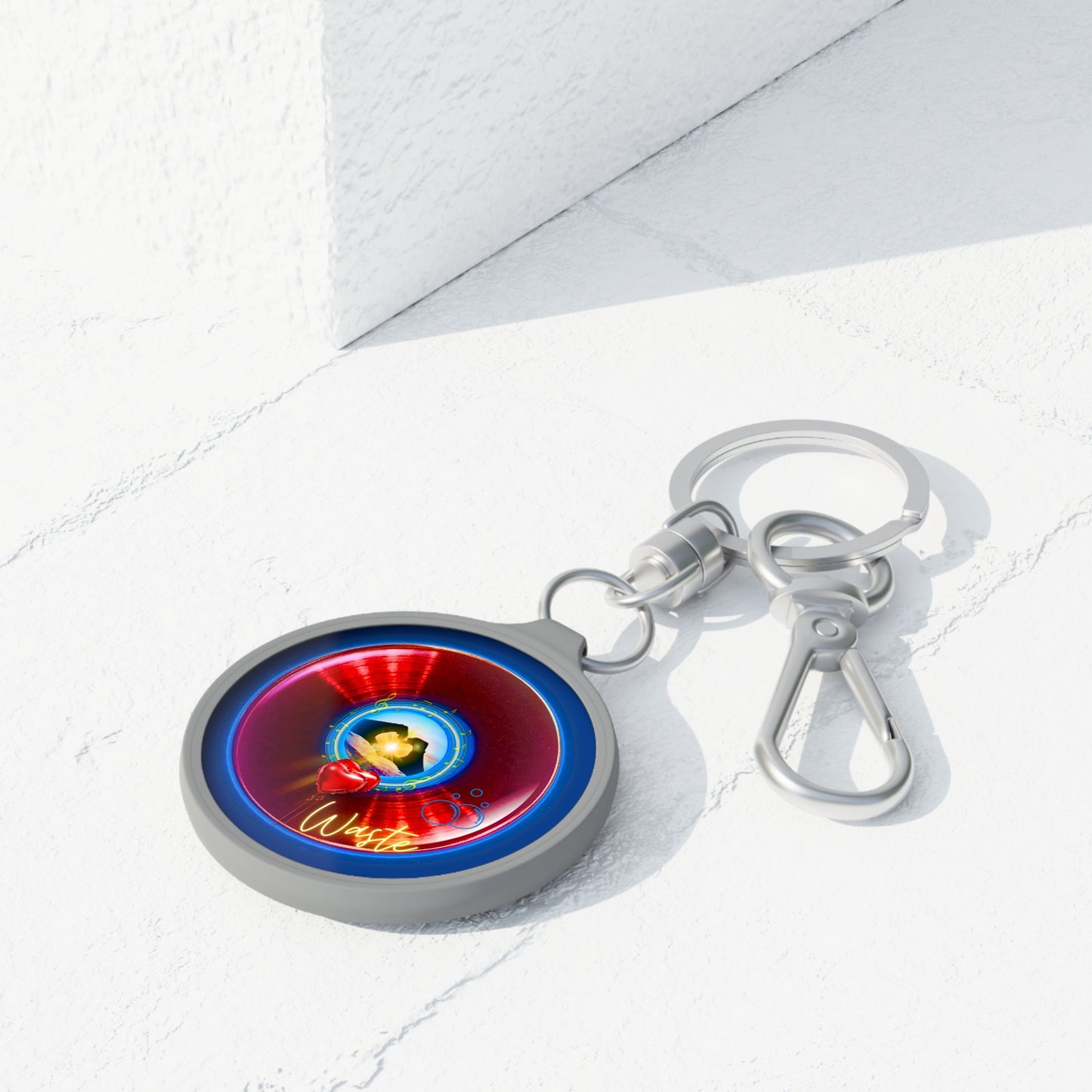 Lumpy Donut Keychain - "A Waste of a Perfectly Good Keychain" - series 1.0 - variant 1 - red donut