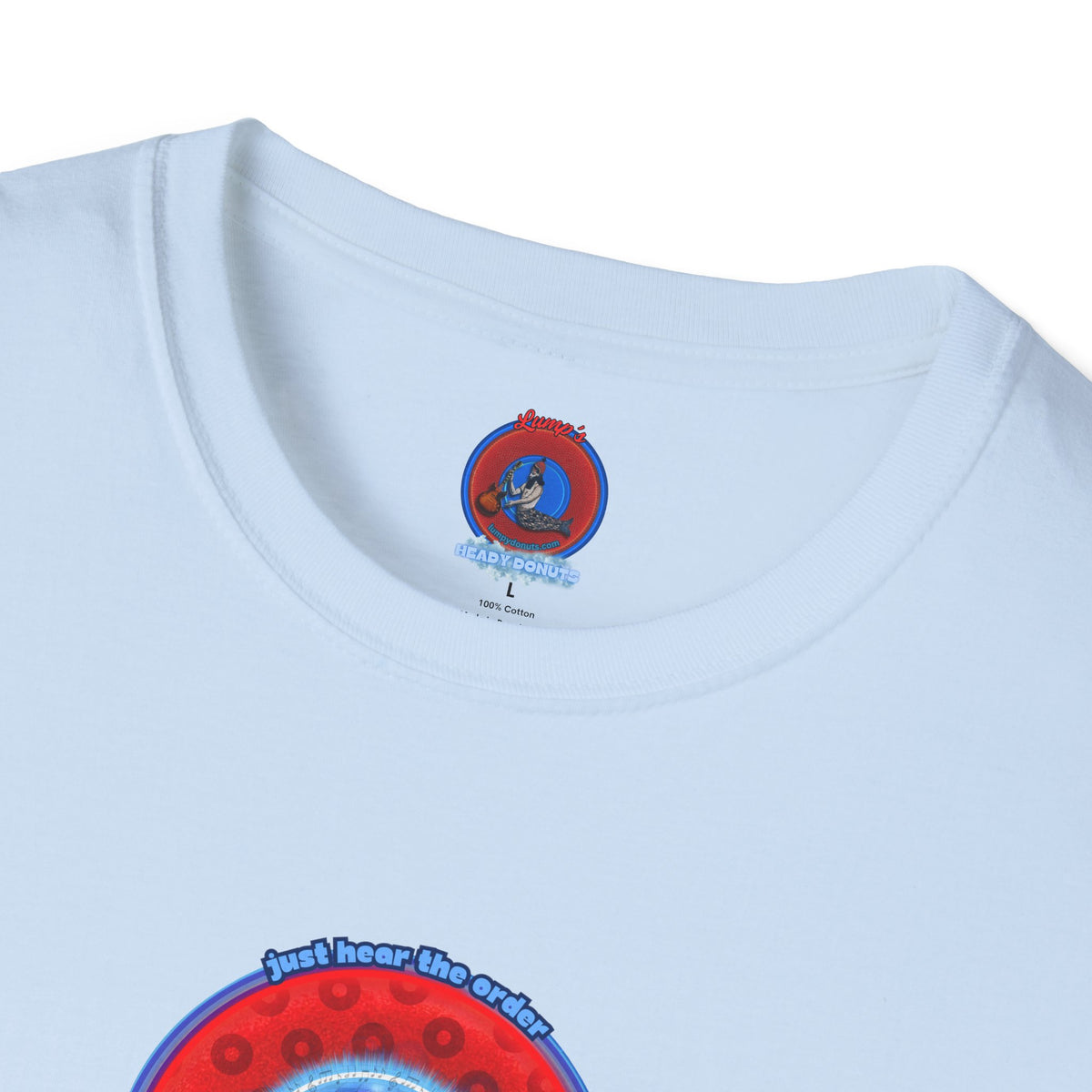 Classic Donut Tee - Unisex Soft-Style - "The Skipper's Donut" - red/blue paradoxical widemouthed donut - variant 1