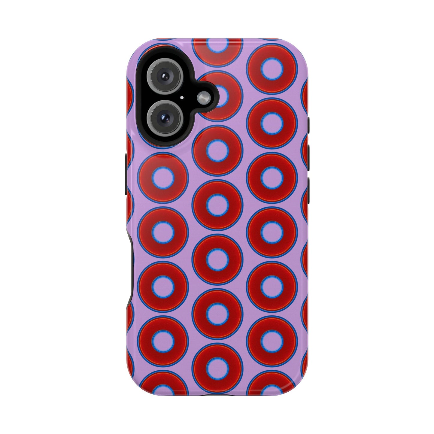 Magnetic Tough Donut Case - red vivid donut print w/wisteria purple background