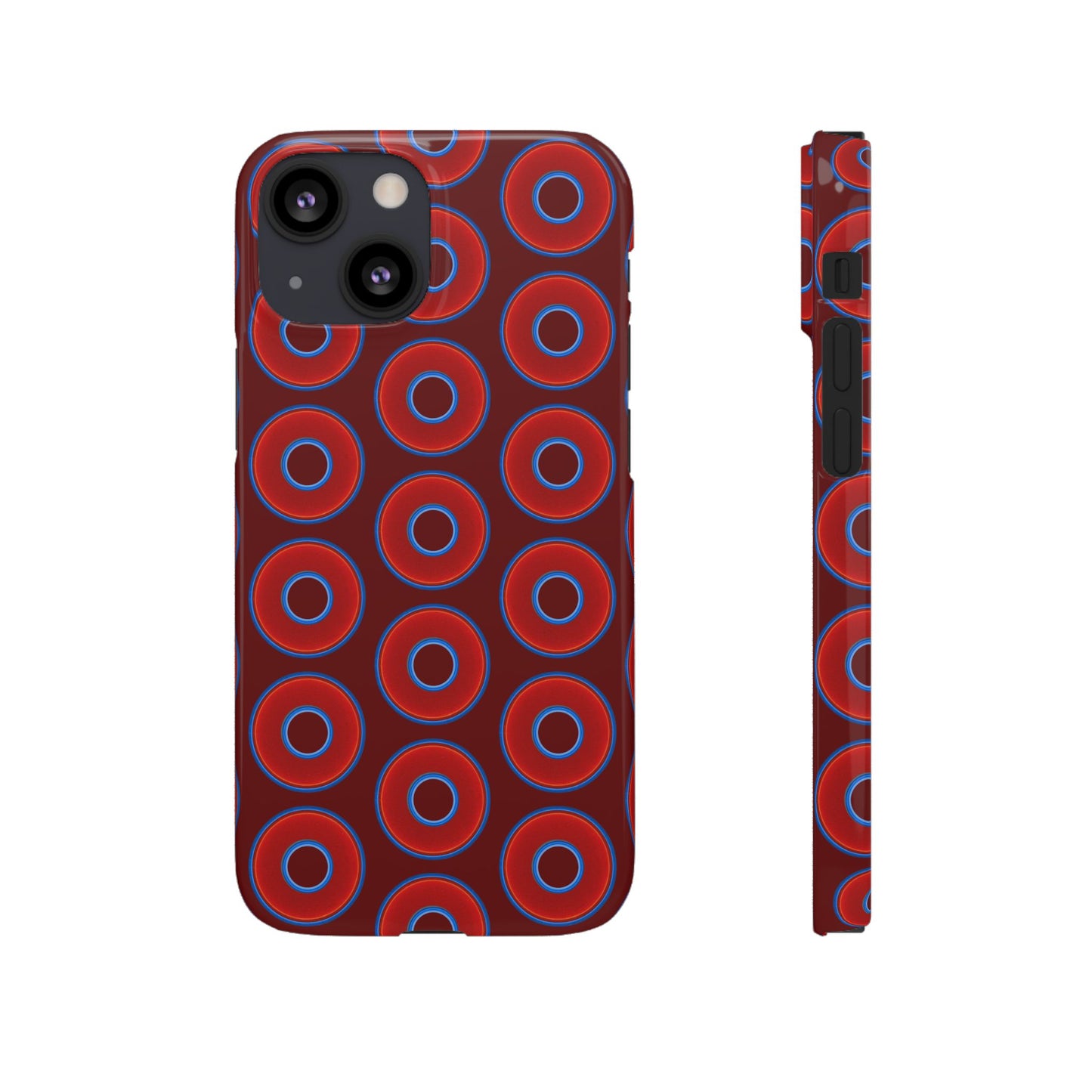Lumpy Donut Snap Case - red vivid donut print w/dark red background