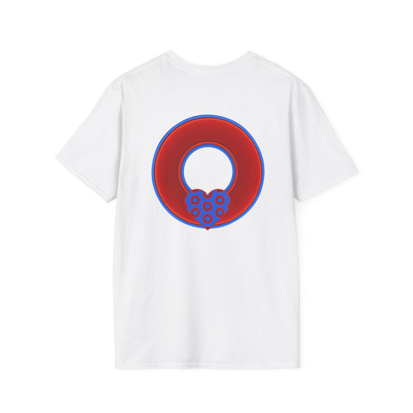 Classic Donut Tee - Unisex Soft-Style - "Ocean Donuts of Love" - vivid red donut - variant 1