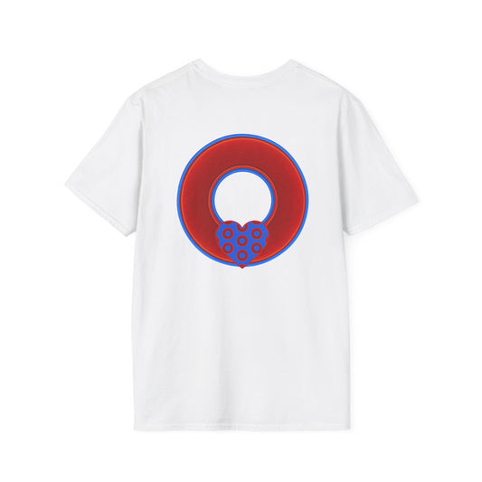Classic Donut Tee - Unisex Soft-Style - "Ocean Donuts of Love" - vivid red donut - variant 1