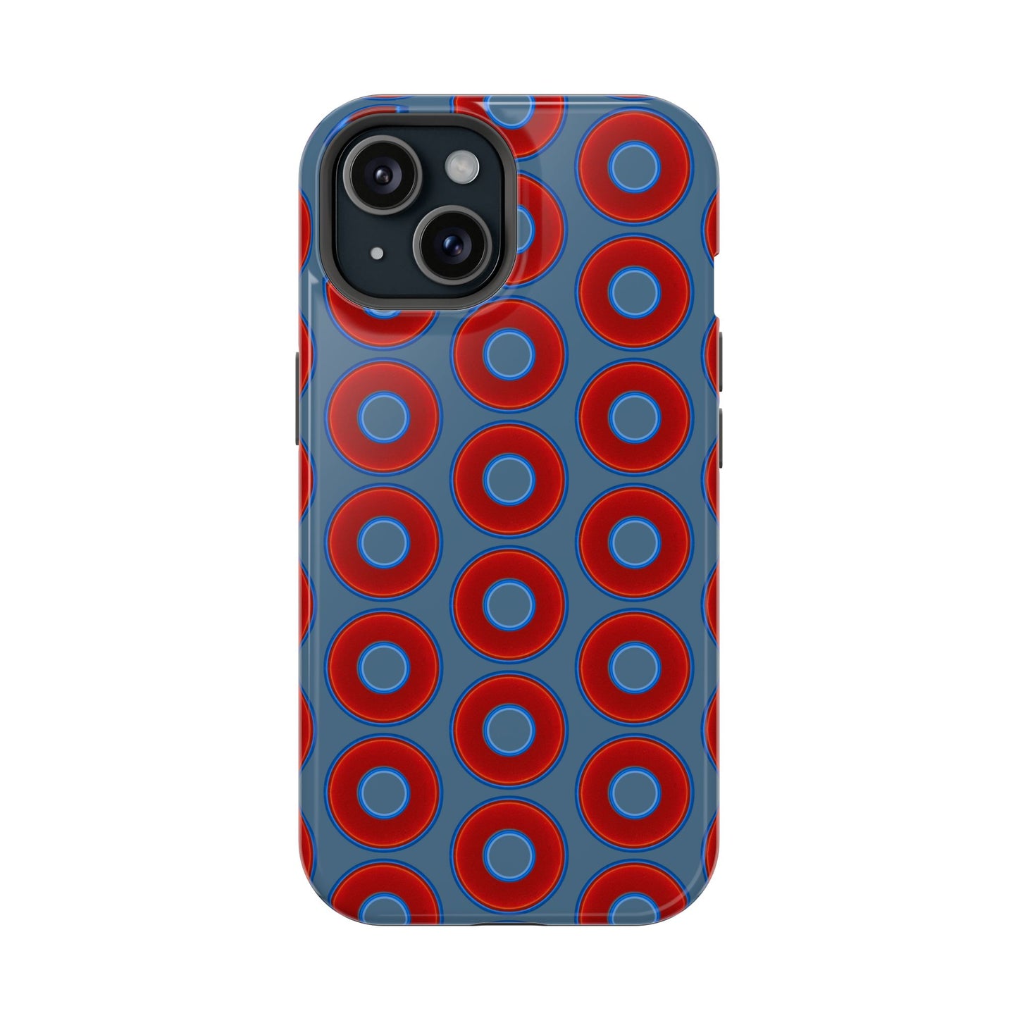 Magnetic Tough Donut Case - red vivid donut print w/steel blue background