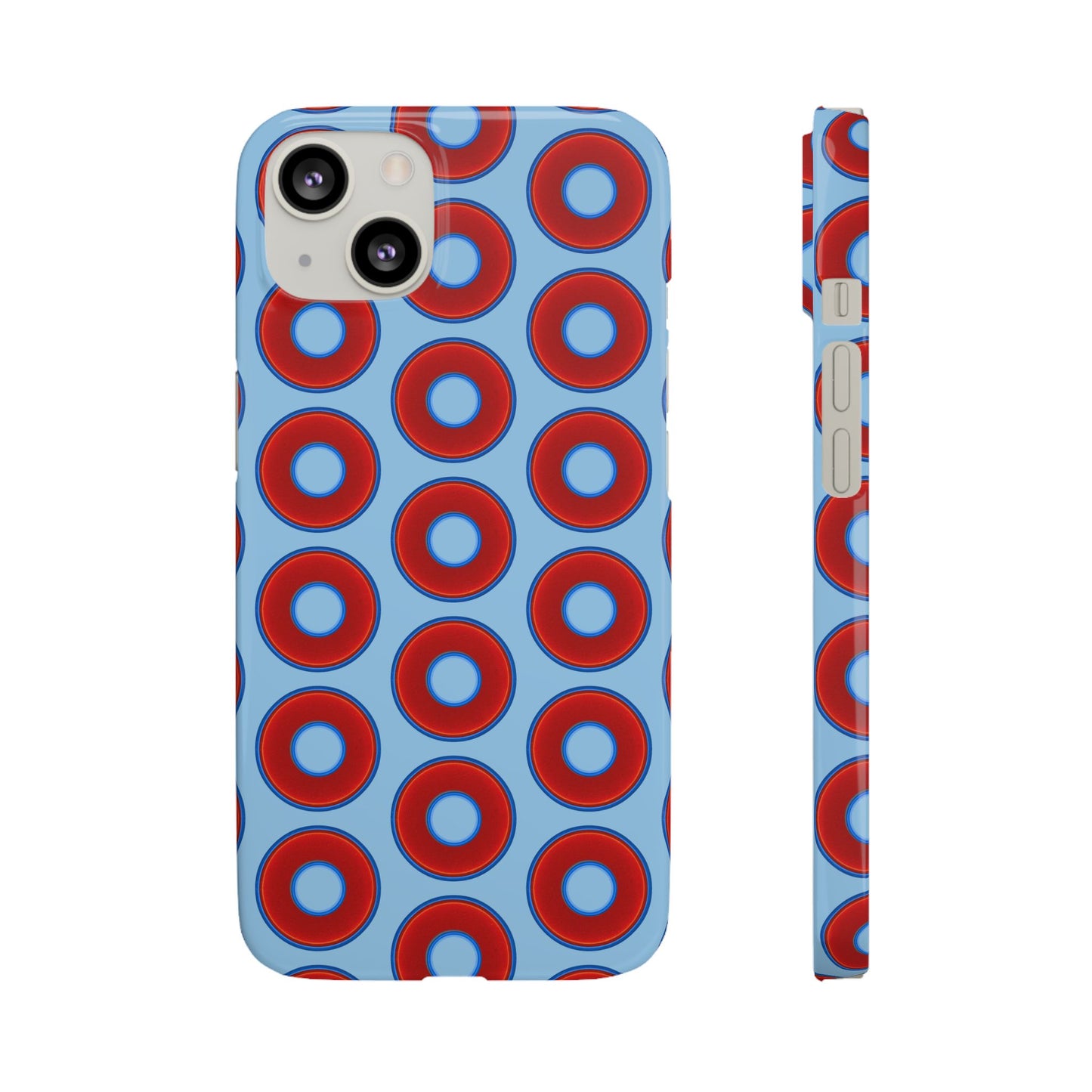 Lumpy Donut Snap Case - red vivid donut print w/sky blue background