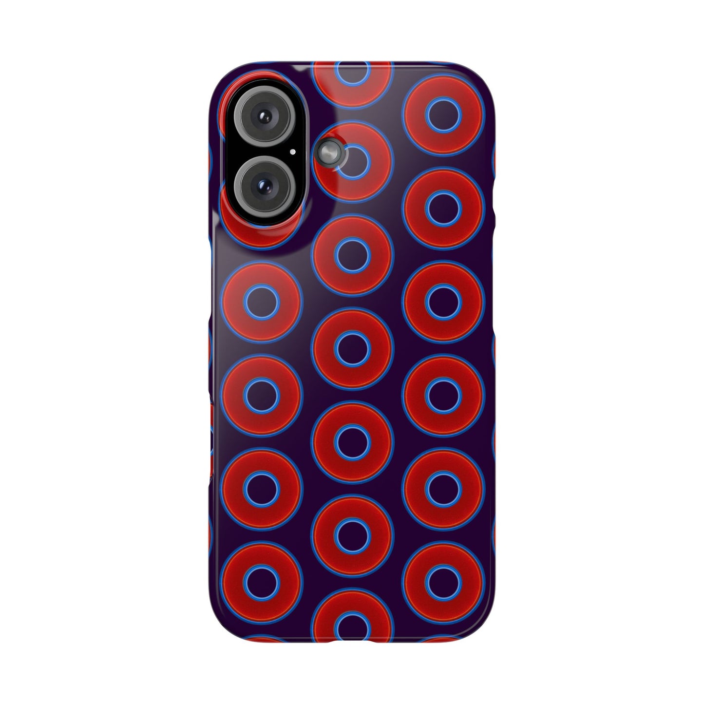 Lumpy Donut Snap Case - red vivid donut print w/midnight purple background