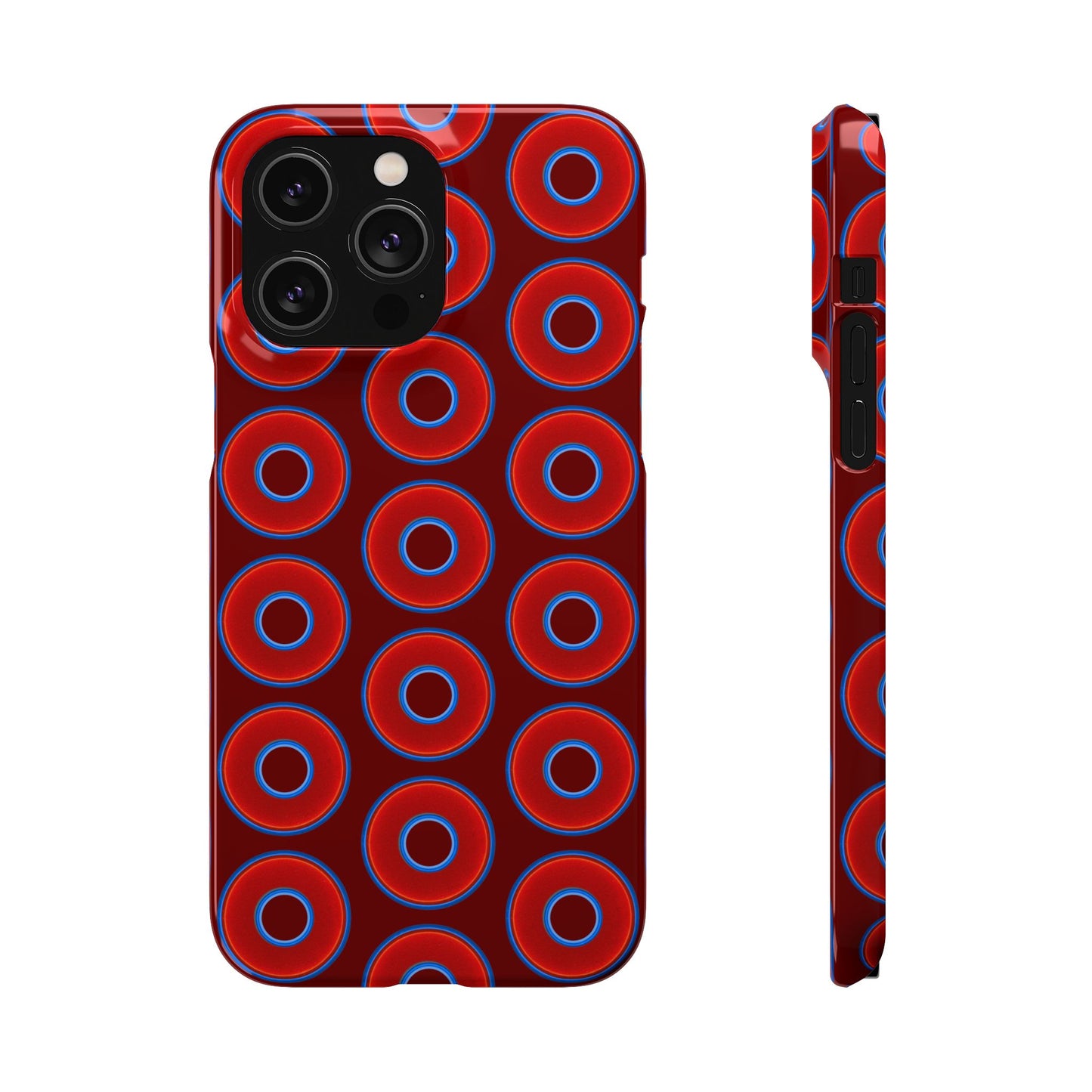 Lumpy Donut Snap Case - red vivid donut print w/dark red background