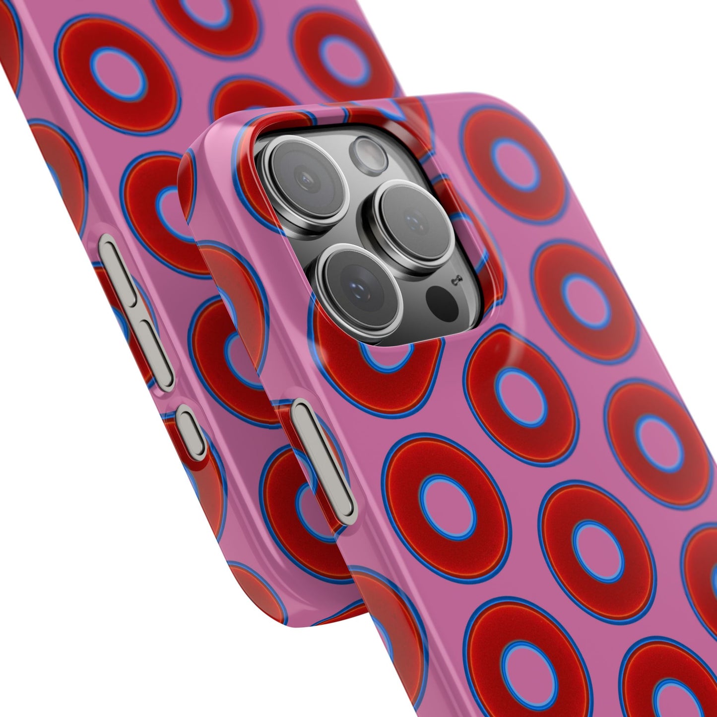 Lumpy Donut Snap Case - red vivid donut print w/light pink background