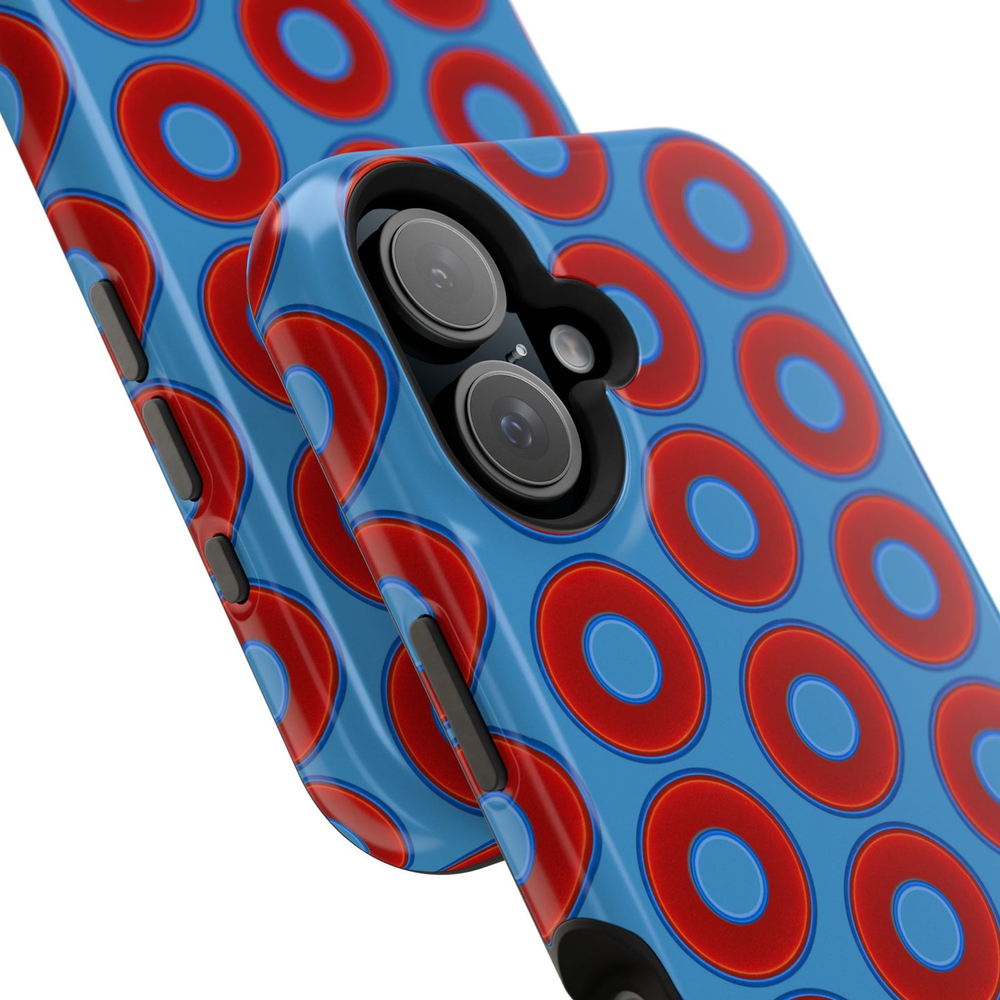 Magnetic Tough Donut Case - red vivid donut print w/light steel blue background