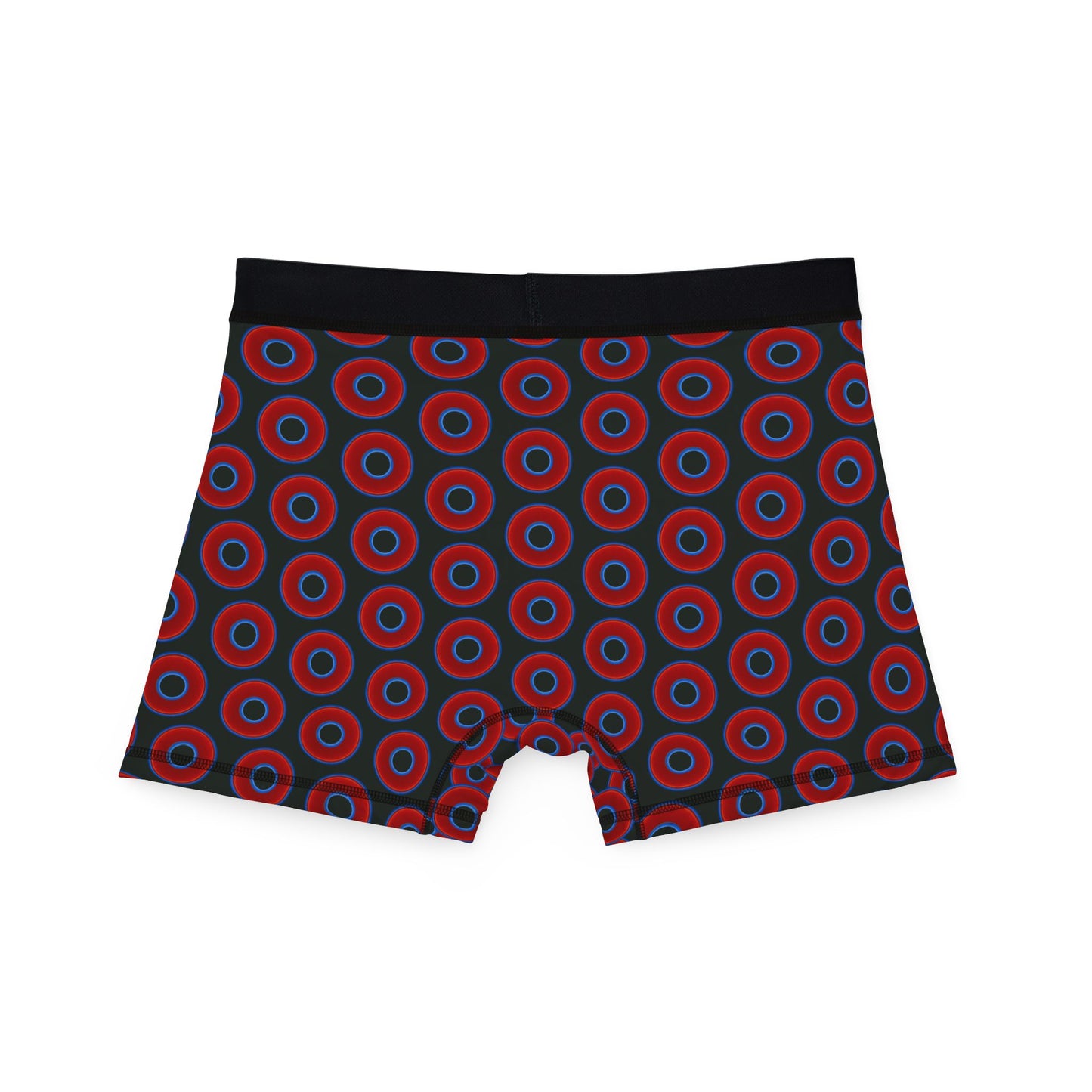 Men's Donut Boxers - red vivid donuts w/midnight moss green background