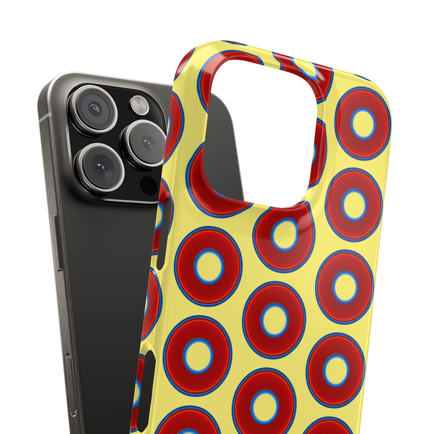 Lumpy Donut Snap Case - red vivid donut print w/yellow background