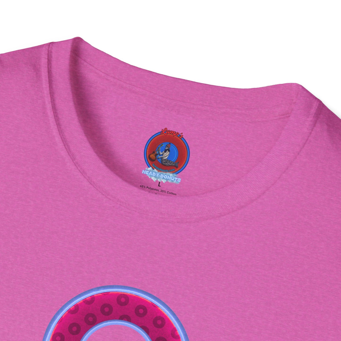Plain Donuts/Unisex Soft-Style - "Plain Wide Mouthed Paradoxical Donuts" - dark magenta/light blue donuts