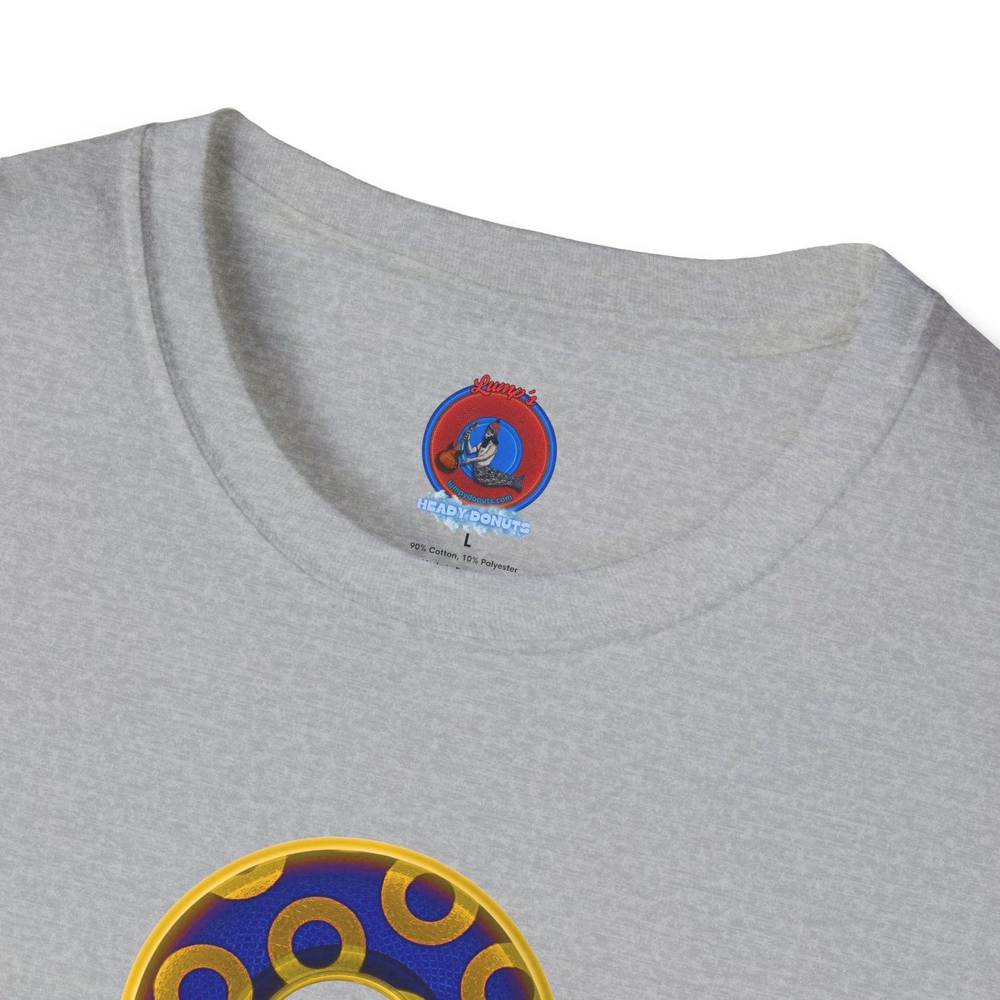 Plain Donuts/Unisex Soft-Style - "Plain Rustic Paradoxical Donuts" - yellow/dark blue donuts