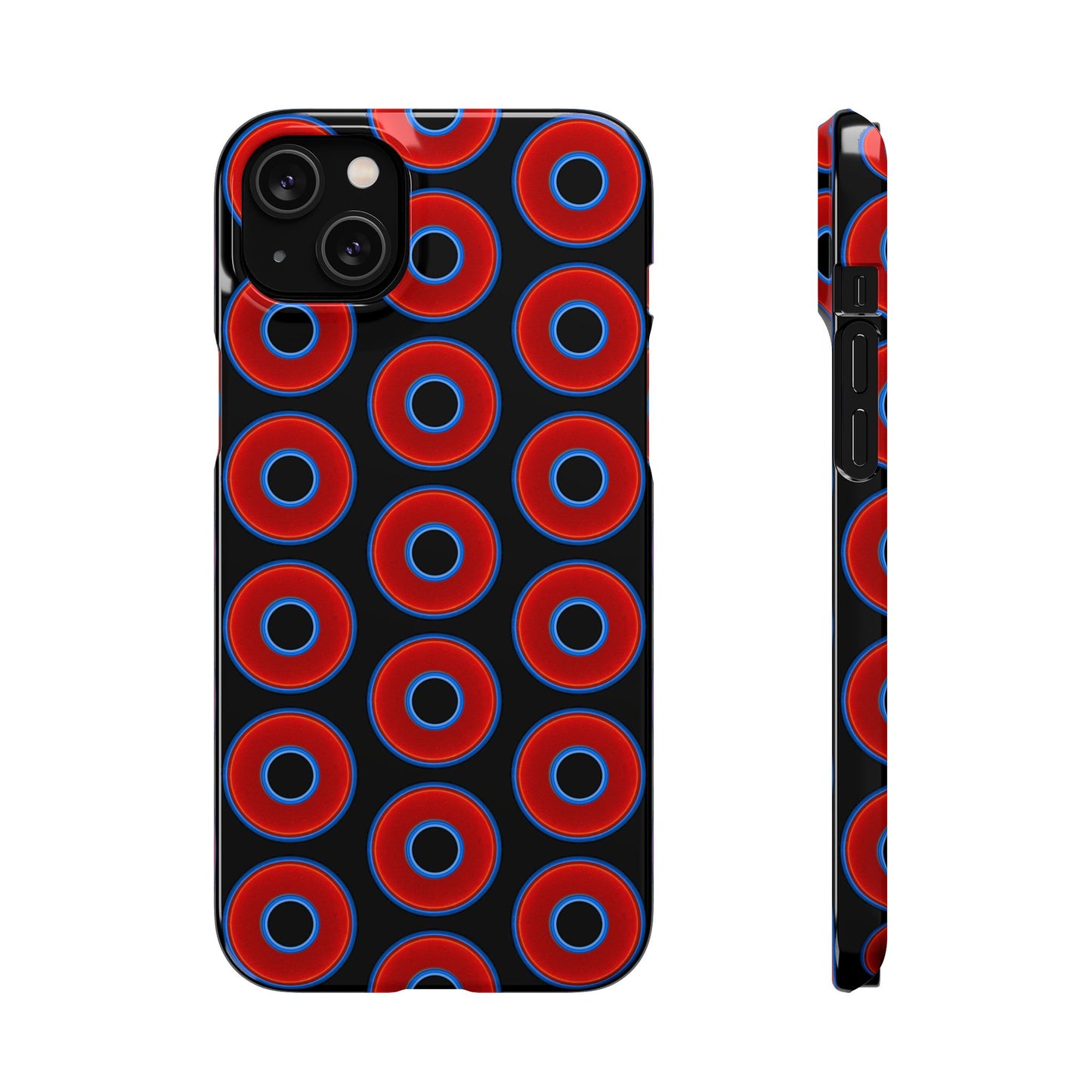 Lumpy Donut Snap Case - red vivid donut print w/black background
