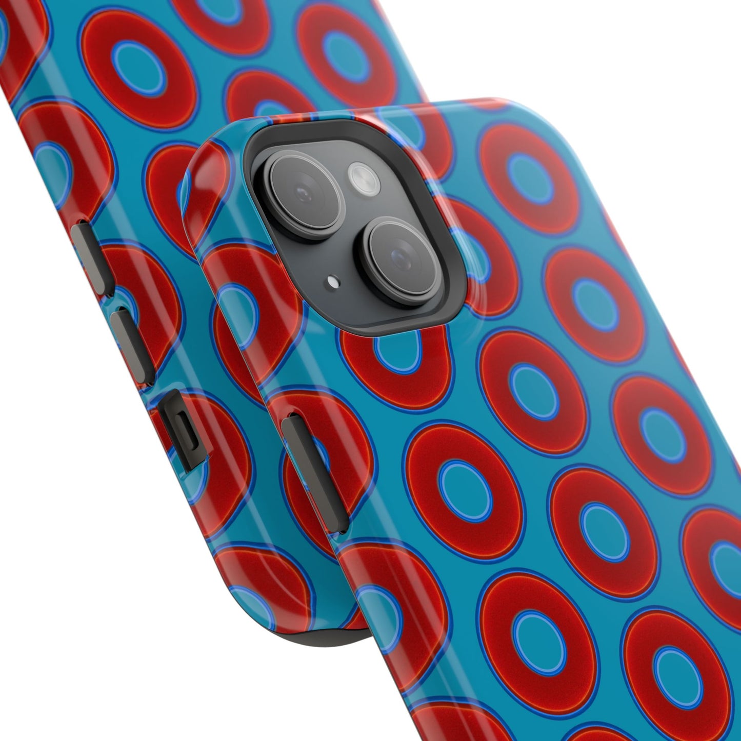 Magnetic Tough Donut Case - red vivid donut print w/aquamarine blue background