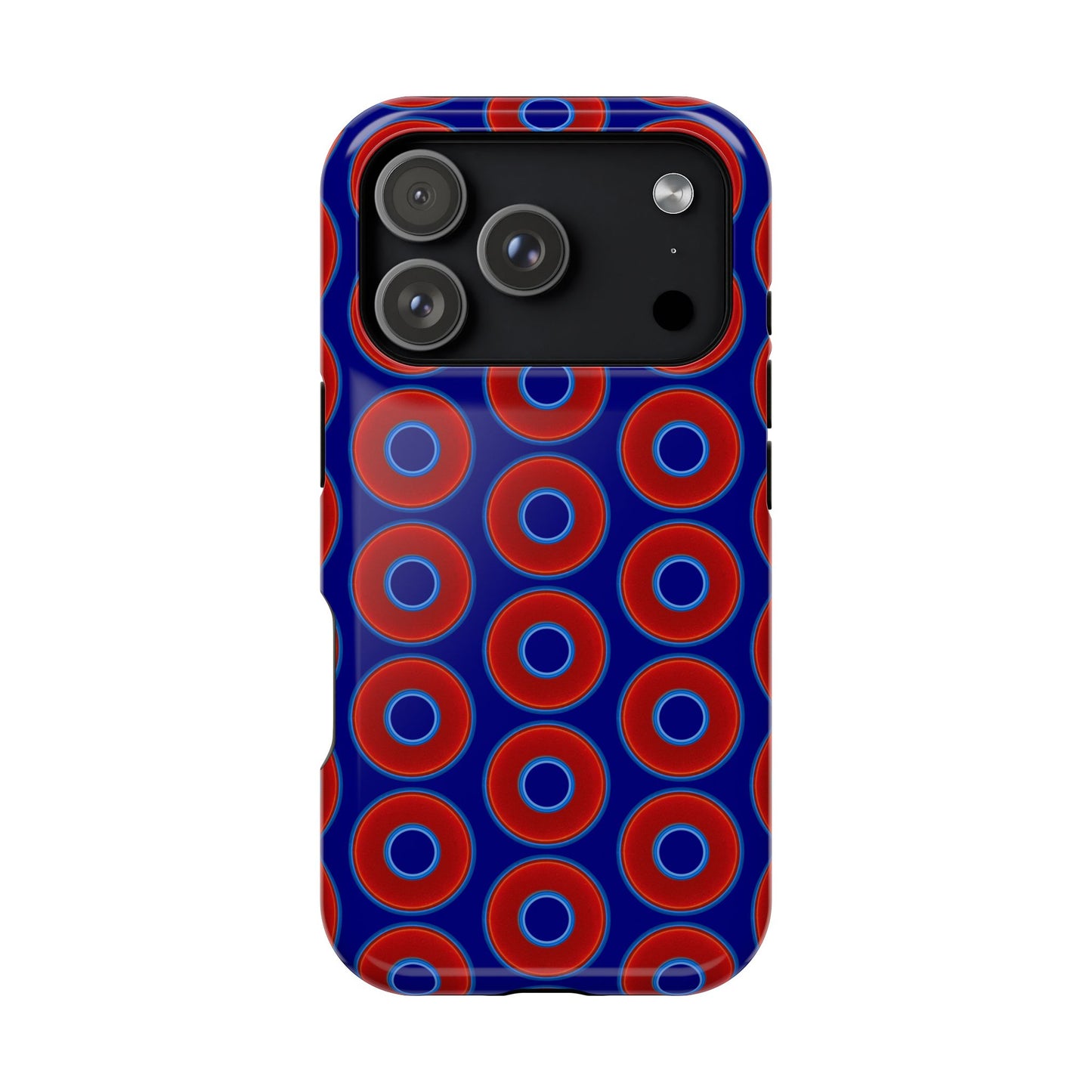 Magnetic Tough Donut Case - red vivid donut print w/vivid navy blue background