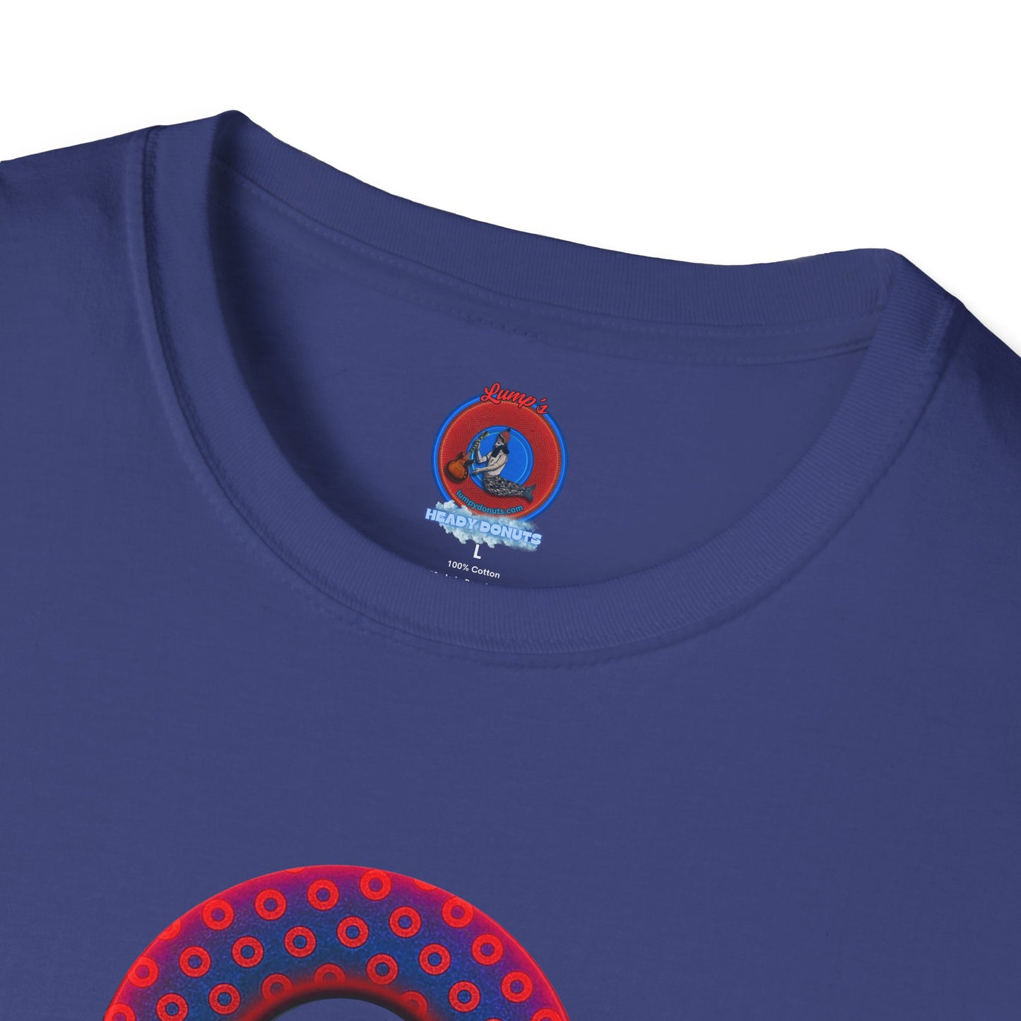 Classic Donut Tee - Unisex Soft-Style - "Vivid Donut inside a Paradox Donut" - blue/red electric paradox donut - variant 2 w/hole