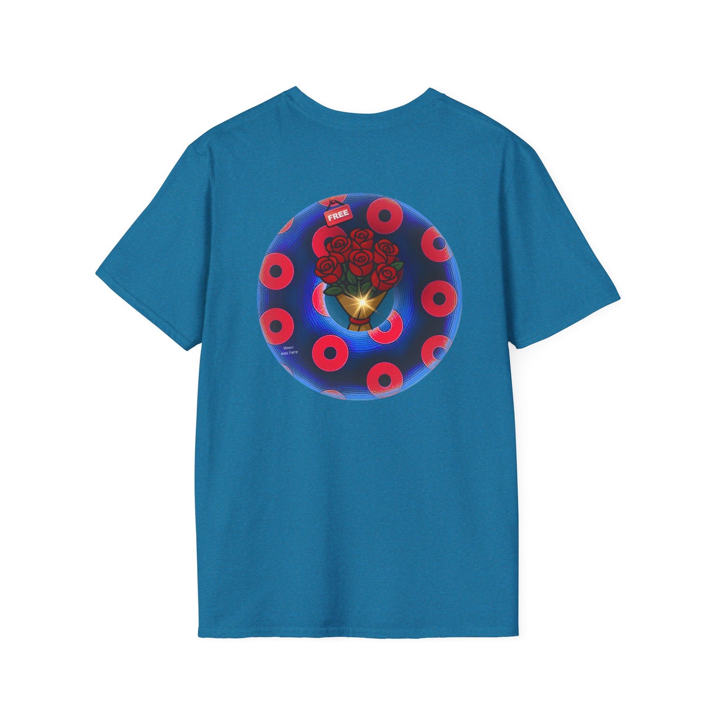 Classic Donut Tee - Unisex Soft-Style - "Donuts of Phreedom" - red/blue paradoxical blimpy donut