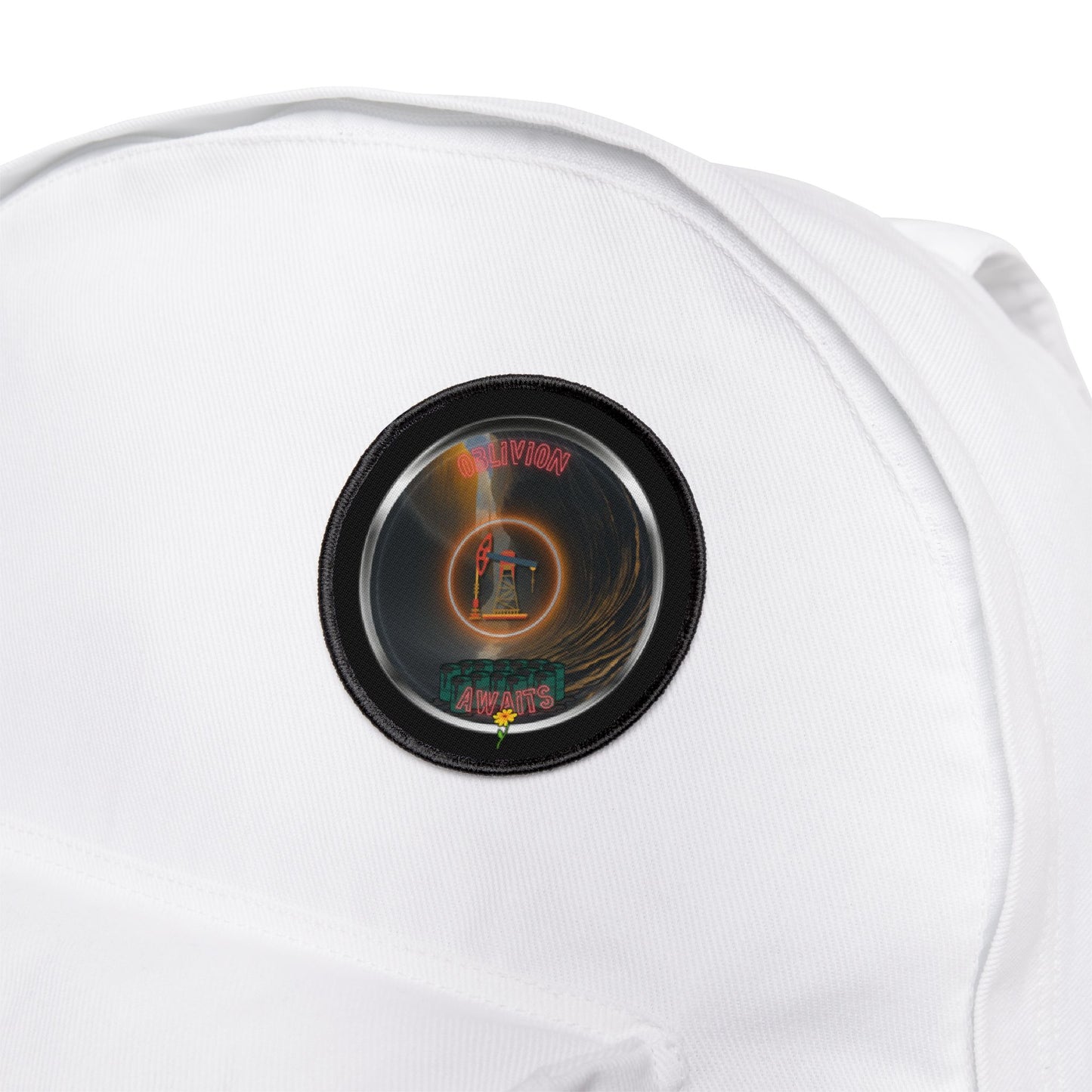 Iron-On Donut Patch - "The Donut Patch Splashed in Oil" - vivid flour pic donut - [*charitable donut]