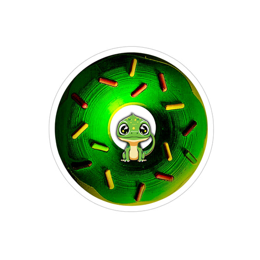 6"x 6" - Donut Bumper/Outdoor [Die-Cut] Sticker - "Lady Baby Rutherford" - green donut w/sprinkles