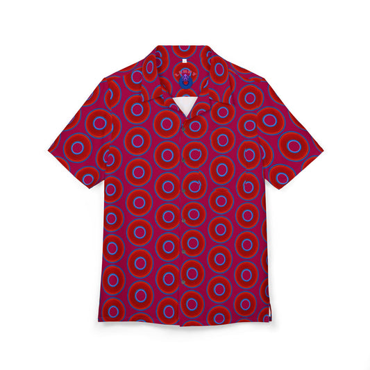 Wilson's 'Epic Hawaiian-Punch' Shirt - vivid red donut print w/dark magenta background [unisex]