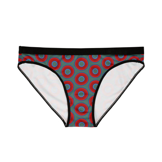 Lumpy Donut Underwear - vivid red donut print w/Fenway green background