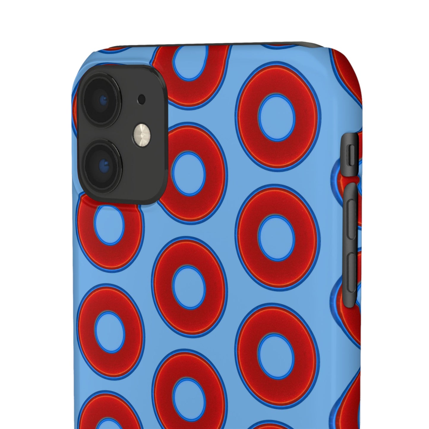 Lumpy Donut Snap Case - red vivid donut print w/light blue background
