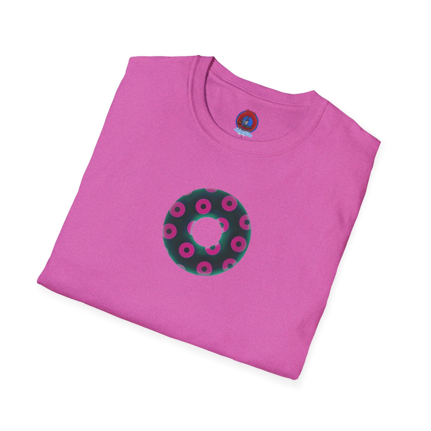 Plain Donuts/Unisex Soft-Style - "Plain Blimpy Paradoxical Donuts" - dark green/magenta donuts