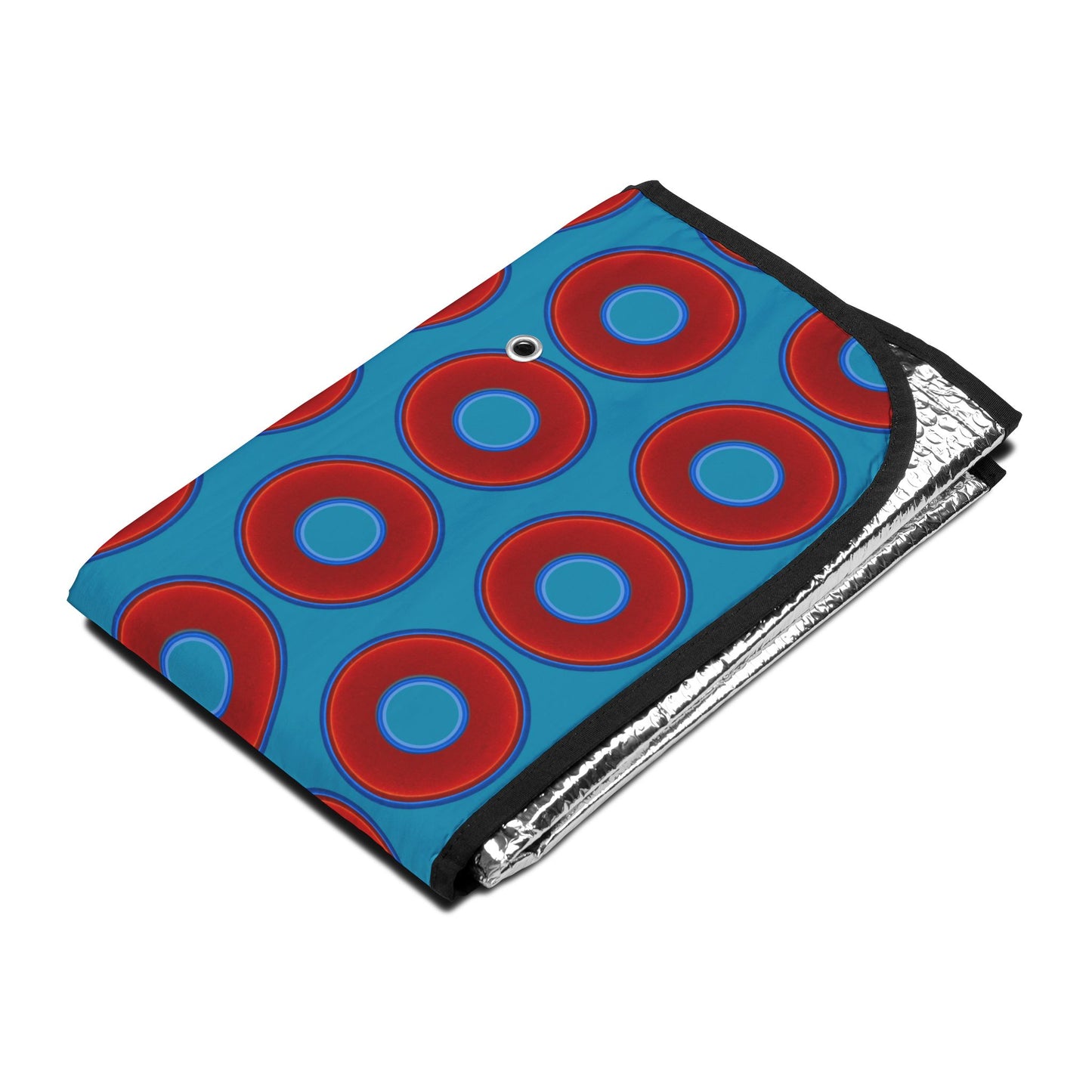 Automotive Donut Sun Shade - red vivid donuts w/aquamarine blue background