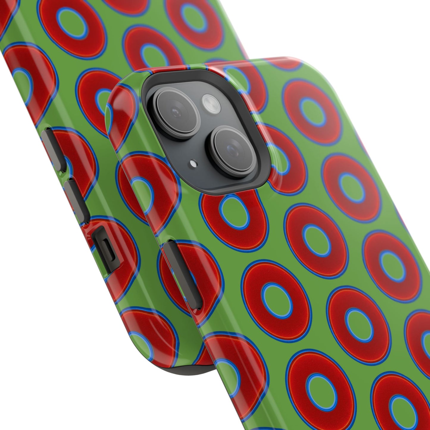 Impact-Resistant Lumpy Donut Case - red vivid donut print w/light green background