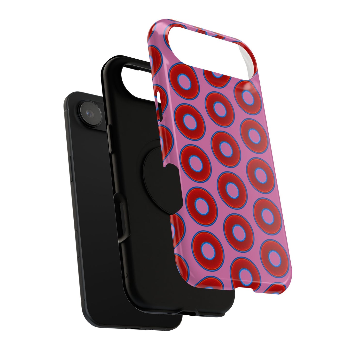 Impact-Resistant Lumpy Donut Case - red vivid donut print w/pink background